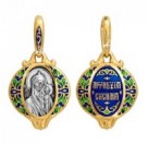 Казанская икона Божией Матери. Подвеска с эмалью из серебра 925 пробы с желтой позолотой