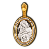 Икона Божией Матери Взыскание погибших. Образок из серебра 925 пробы с позолотой фото