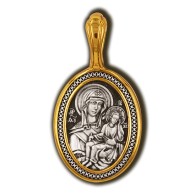 Старорусская икона Божией Матери. Образок из серебра 925 пробы с позолотой фото