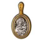 Старорусская икона Божией Матери. Образок из серебра 925 пробы с позолотой