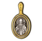 Святитель Тихон Задонский. Образок из серебра 925 пробы с позолотой