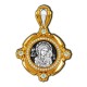 Казанская икона Божией Матери. Образок с фианитами из серебра 925 пробы с позолотой