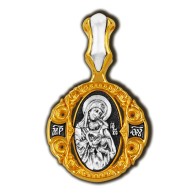 Икона Божией Матери Взыграние Младенца. Образок из серебра 925 пробы с позолотой фото