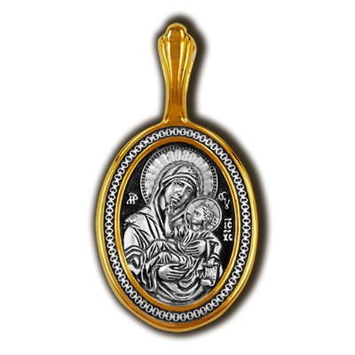 Муромская икона Божией Матери. Образок из серебра 925 пробы с позолотой фото