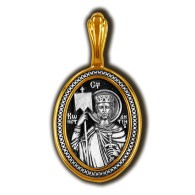 Равноапостольный император Константин. Образок из серебра 925 пробы с позолотой фото