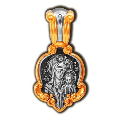 Табынская икона Божией Матери. Образок из серебра 925 пробы с позолотой фото