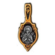Икона Божией Матери Умягчение злых сердец (Семистрельная). Образок из серебра 925 пробы с позолотой фото