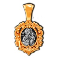 Иверская икона Божией Матери. Образок из серебра 925 пробы с позолотой фото