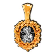 Икона Божией Матери Млекопитательница. Образок из серебра 925 пробы с позолотой фото