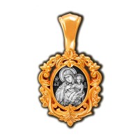 Икона Божией Матери Отрада и утешение. Образок из серебра 925 пробы с позолотой фото