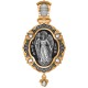 Икона Божией Матери Всецарица. Ангел-Хранитель. Образок с фианитами из серебра 925 пробы с позолотой