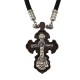 Крест деревянный на текстильном гайтане из серебра 925 пробы