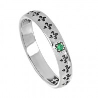 Кольцо Богородичное с зеленым агатом из серебра 925 пробы фото