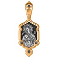 Икона Божией Матери "Помошница в родах" из серебра 925 пробы с позолотой фото