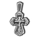 Валаамская икона Пресвятой Богородицы с предстоящими свв. Ксенией и Матроной. Крест из серебра 925 пробы с родированием