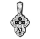 Распятие Христово. Валаамская икона Божией Матери.  Православный крест из серебра 925 пробы с родированием