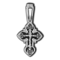 Распятие Христово. Молитва Да Воскреснет Бог. Православный крест из серебра 925 пробы с родированием фото