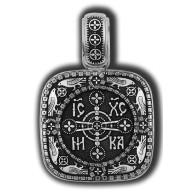 Византийский крест. Образок из серебра 925 пробы с родированием фото