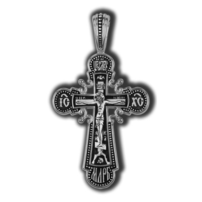 Распятие Христово. Православный крест из серебра 925 пробы с родированием фото