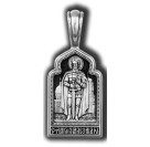 Святой благоверный князь Александр Невский. Образок из серебра 925 пробы с родированием