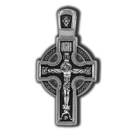 Распятие Христово. Молитва Да воскреснет Бог. Православный крест из серебра 925 пробы с родированием фото