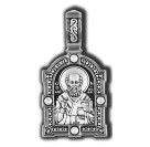 Святитель Николай. Образок из серебра 925 пробы с родированием