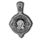 Казанская икона Божией Матери. Образок из серебра 925 пробы с родированием