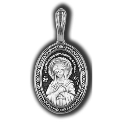Икона Богоматери Радость всех радостей. Умиление Серафимо-Дивеевское. Образок из серебра 925 пробы с родированием фото