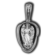 Ангел-Хранитель. Образок с эмалью из серебра 925 пробы с родированием фото