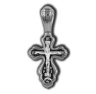 Распятие Христово. Валаамская икона Пресвятой Богородицы. Православный крест из серебра 925 пробы с родированием