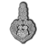 Святые Петр и Феврония. Образок из серебра 925 пробы с родированием фото