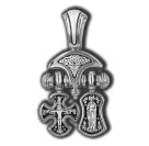 Распятие. Хризма. Православный крест. Валаамская икона Божией. Ангел-Хранитель. Образок из серебра 925 пробы с родированием