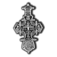 Распятие Христово. Икона Божией Матери Всецарица с предстоящими.  Православный крест из серебра 925 пробы с родированием фото