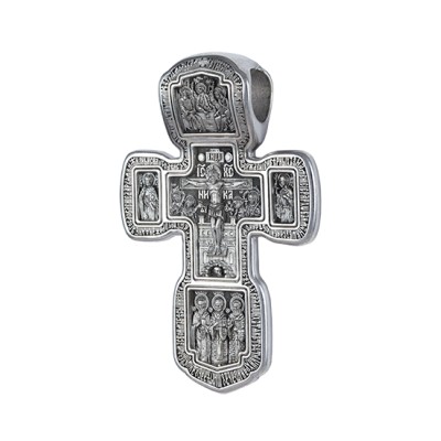 Распятие Христово. Икона Божией Матери «Толгская». Православный крест из серебра 925 пробы с родированием фото