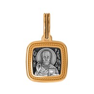 Святой Николай Чудотворец. Образок из серебра 925 пробы с позолотой фото