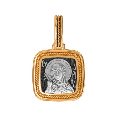 Святая великомученица Марина. Образок из серебра 925 пробы с позолотой фото