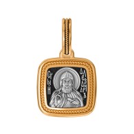Преподобный Александр Свирский. Образок из серебра 925 пробы с позолотой фото