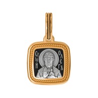 Святой благоверный князь Олег Брянский. Образок из серебра 925 пробы с позолотой фото