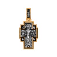 Распятие Христово. Святой Георгий Победоносец. Православный крест из серебра 925 пробы с позолотой фото