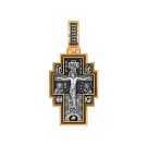 Распятие Христово. Святой Георгий Победоносец. Православный крест из серебра 925 пробы с позолотой