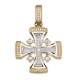 Нательный крест с камнями и эмалью "Мальтийский" из серебра 960 пробы с позолотой