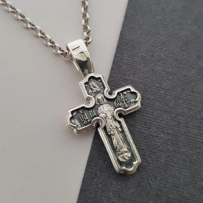 Крест нательный «св. Николай Чудотворец» из серебра 925 пробы фото
