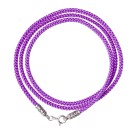 Шнурок на шею фиолетовый с наконечником из серебра 925 пробы