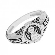 Кольцо с образом Святой Матроны из серебра 925 пробы с чернением фото
