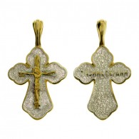 Крест с горячей эмалью из серебра 925 пробы с желтой позолотой фото