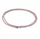 Светло-розовый шёлковый шнурок ручной вязки из серебра 925 пробы с родированием