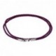 Фиолетовый шёлковый шнурок ручной вязки из серебра 925 пробы с родированием