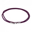 Фиолетовый шёлковый шнурок ручной вязки из серебра 925 пробы с родированием