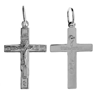 Крест из серебра 925 пробы с платиновым покрытием фото