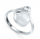 Кольцо с цирконами и жемчугом из серебра 925 пробы